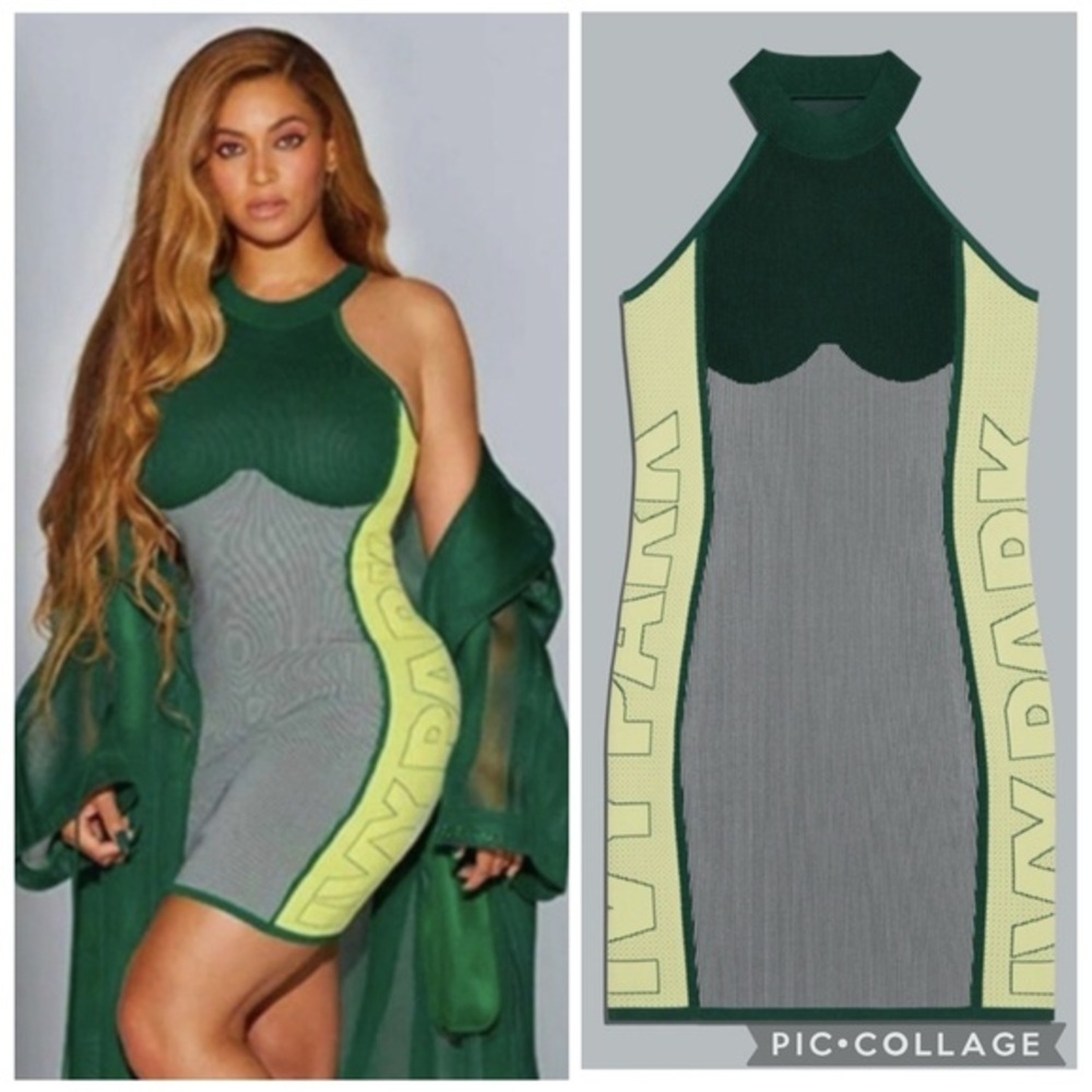 Beyonce IVY PARK × ADIDAS Drip 2 Knit Logo Dress Dark Signal Green Size S